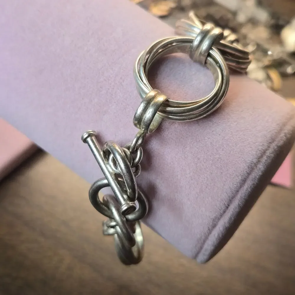 Silpada Multi-Circle Toggle Clasp Sterling Silver Bracelet (Style B1235)